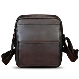 IVTG Genuine Leather Messenger Bag for Men Crossbody Shoulder Bag Satchel Casual Sling Daypack Work Business Daily Purse Pouch (Coffee)