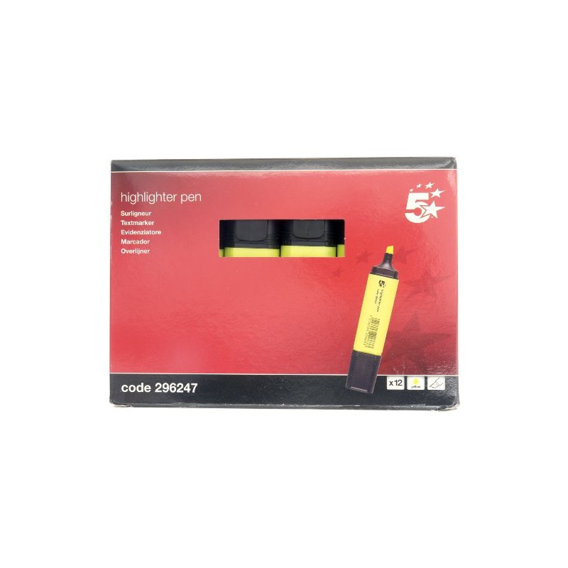 5 Star Office Highlighter Chisel Tip 1-5mm Line Yellow [Pack