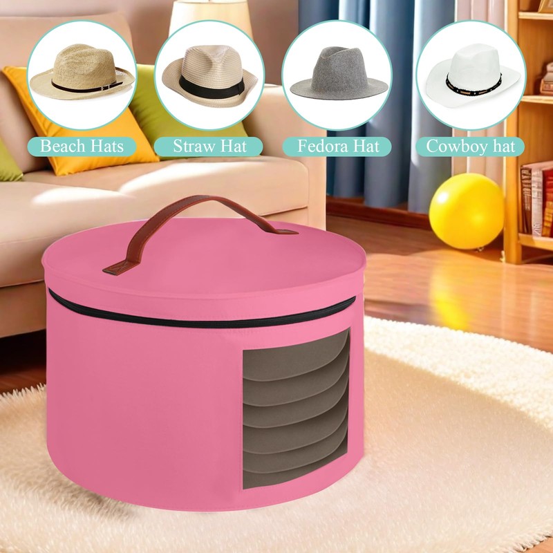 Hat Box,Hat Storage Box,Stackable Round Brim Hats Organizer Bag Container