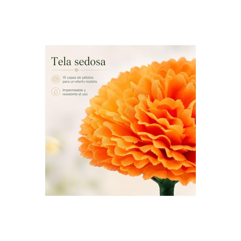 50 Cabezas de Caléndula Artificiales de Seda, Flores Decorativas para