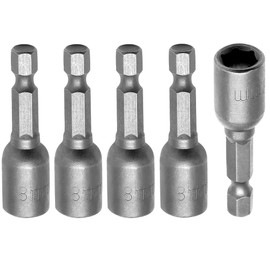 Fixinus 5 Pieces 8 mm Magnetic Socket Wrench Set, 1/4 Inch Hex Drill Socket Bit Adapter Metric Hexagon Socket for Drill or Cordless Screwdriver, 48 mm Length