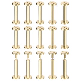 uxcell 30Pack Brass Chicago Screws, 22x10mm Flat Head Screw Back Binding Post Nail Stud Rivets Fastener for DIY Leather Craft Belt Strap