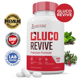 (5 Pack) Gluco Revive Pills 688MG Glyco Support Premium Formula Gluorevive Glycogen Support Formulated Hawthorne Hibiscus Garlic Juniper Powder Olive Forskolin Green Tea Extract 300 Capsules