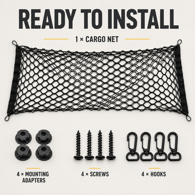 Universal Elastic Nylon Car Cargo Net with Hooks for SUV,