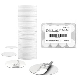 Gialer NFC Tags, 30PCS Ntag 215 Round Coin Cards Blank Tags NFC 215 Chip Compatible TagMo Amiibo and All NFC Enabled Mobile Phones & Devices (White with Adhesive, Count, 30)
