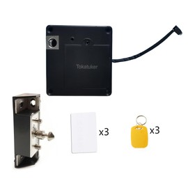Tokatuker Invisible Cabinet Lock, Hidden NFC Lock DIY RFID Latch with USB Cable Power for Wooden Drawer Liquor Cabinet Open and Close Pantry Secret Shelf or Concealed Panel