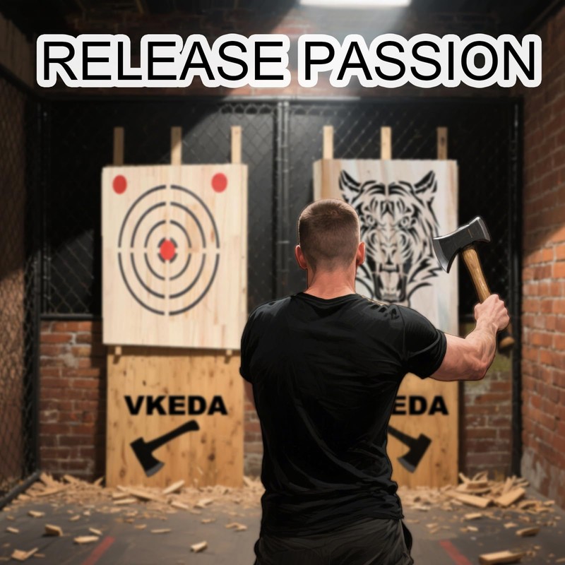 VKEDA Axe Throwing Wooden Target with Handles & KnifeThrowing with