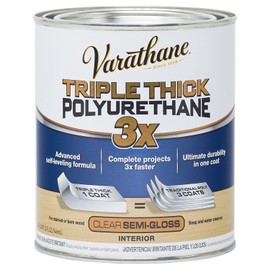 Varathane Triple Thick Polyurethane Clear Wood Finish | Self-Leveling Formula | Scratch And Stain Resistance | Durability In One Coat | Semi-Gloss | Quart