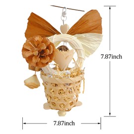 Bird Toys Foraging Shredder Hanging Toys Rope Perch with Bell Parakeet Toy Parrot Swing Climbing Standing Toys Bird Cage Accessories for Conure Cockatiel Budgies Lovebird, Brown