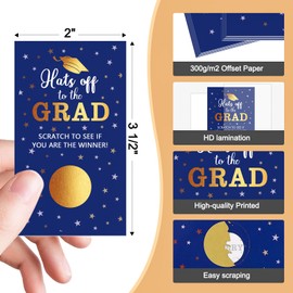 COCHIE 30 Cards Scratch Off Graduation Party Game, Class of 2025 Door Raffle Grad Games, Graduation Parties Supplies Favor Decorations (Blue Gold)