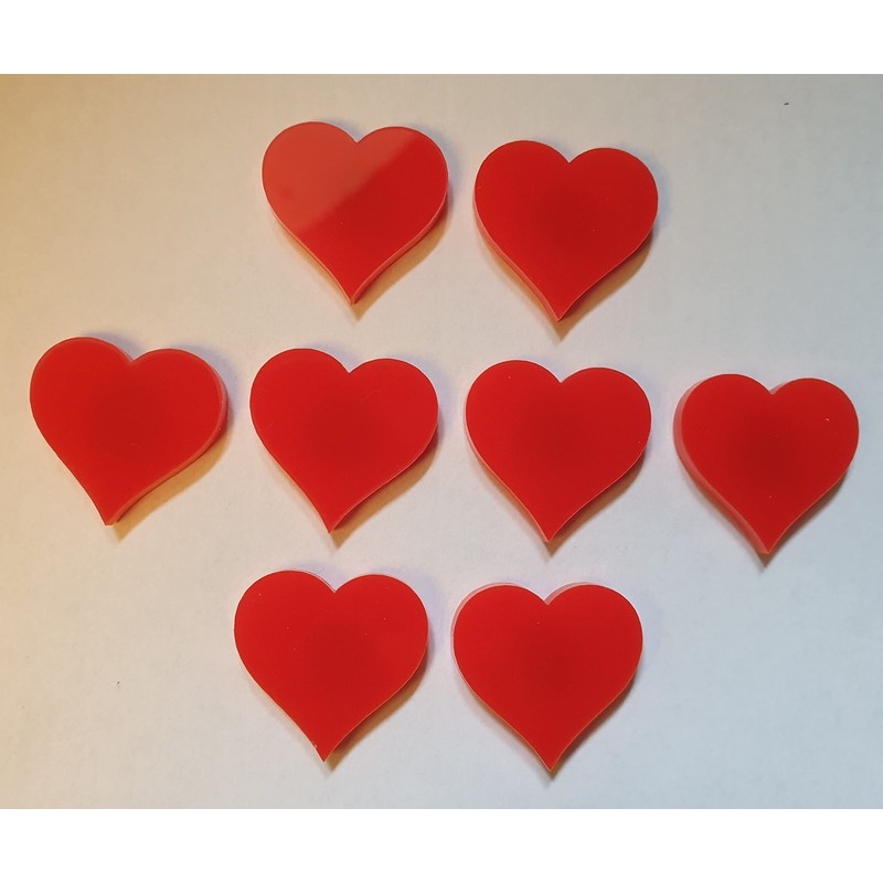 8 Pcs Small Red Acrylic Love Heart Fridge Magnets |