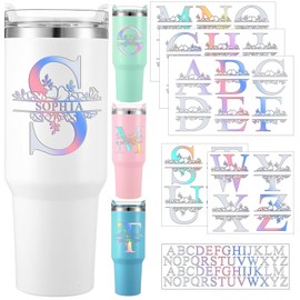 Janlaugh 10 Sheets UV DTF Cup Wraps Transfer Name Stickers for 30 40 oz Tumbler Alphabet Letter Decals Split Letter Monogram Stickers Tumbler Laptop Water Bottle DIY Crafts(Laser)