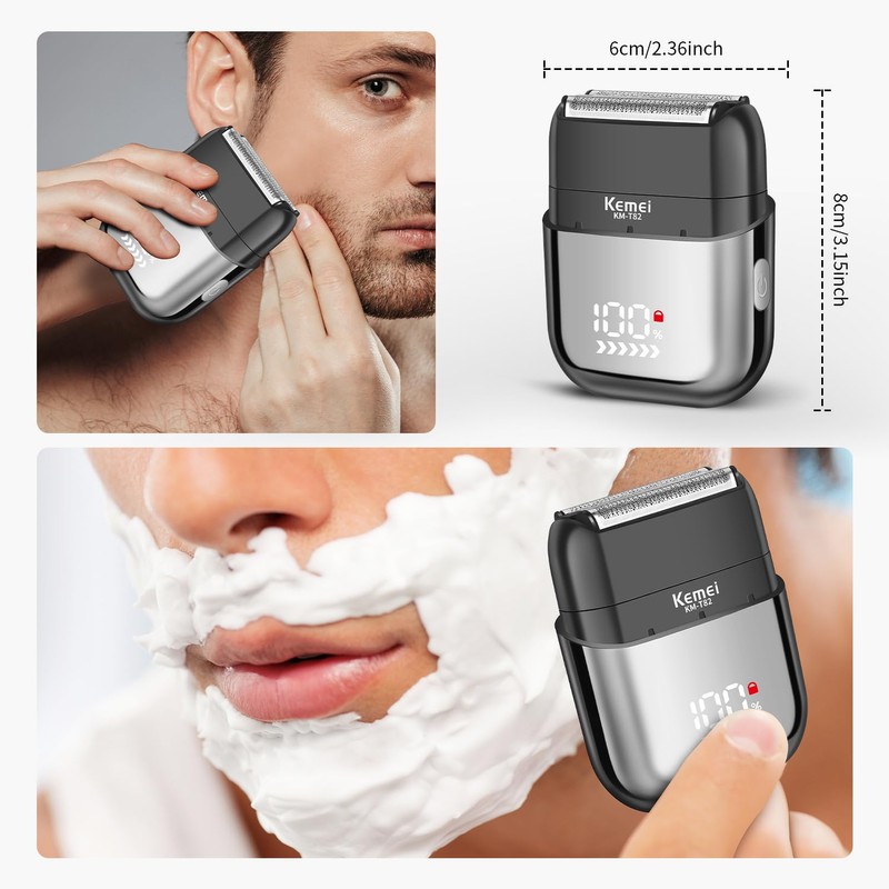 KEMEI Elektrischer Folienrasierer für Männer, verbesserte 3 schwimmende Klingen, Mini-Rasierer
