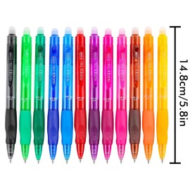 ArvezVoy 12Pcs Colored Erasable Gel Pens, Click Fine Point 0.5 mm, Quick-Drying, Comfort Grip Writing Pens for School, Office, Exams (Multicolor)