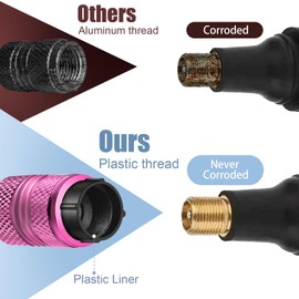 Tire Valve Stem Caps - 5 Pack Corrosion Resistant Premium Anodized Alloy Air Valve Caps Universal for Car SUV Bike Accessories Pink