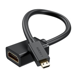 Micro HDMI to HDMI Cable Adapter, Male to Female HDMI 2.0 Cord, 4K@60Hz HDR 3D Dolby 1080P, 18Gbps High Speed, Compatible with Raspberry Pi 5/4, GoPro Hero 7/6, Nikon B500, A6000, 0.8FT / 0.25M Black