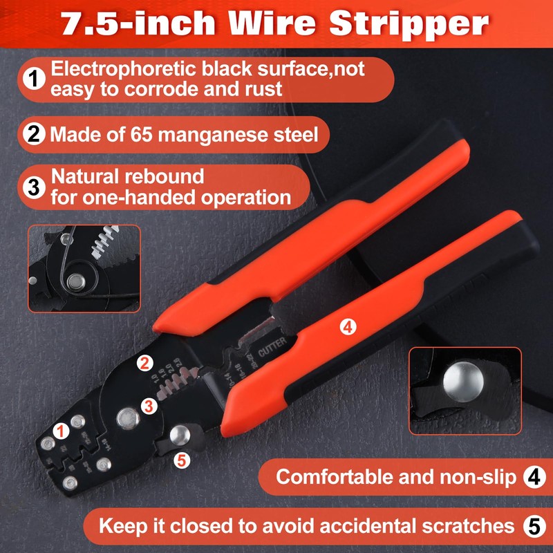 GOLD DEER Wire Stripper with Crimping Function, Cutable, Crimping Tool,