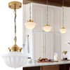 youngrender Schoolhouse Pendant Fixtures, 9" Brass Gold Milk Glass Pendant