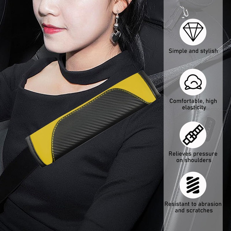 Yourkar 2PCS Car Seat Belt Cover, Soft Leather Safety Belt