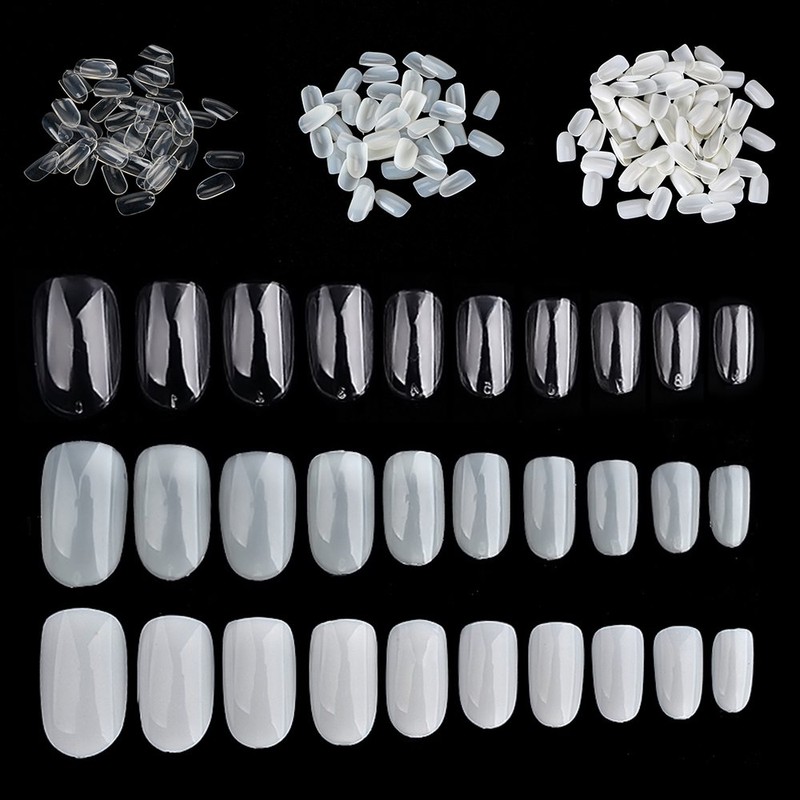 Kingsie Nail Tips, Set of 600, 10 Different Sizes, Oval,