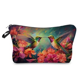 Livel lhood Hummingbird Gift Hummingbird Makeup Bag Cute Small Makeup Organizer Bag Travel Toiletry Zipper Pouch Trochilus Cosmetic Bag Birthday Christmas Gift for Bird Lovers Women