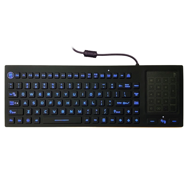 DSI Industrial Waterproof Backlit Keyboard with 2-in-1 Multi-Touch and Numeric