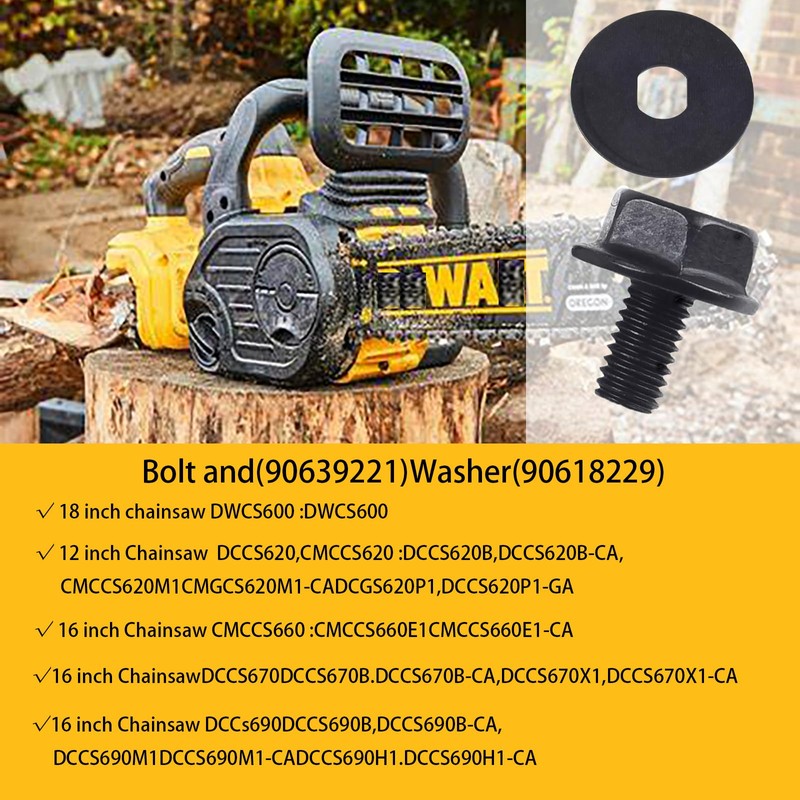90639221 90618229 Chainsaw Bolt and Washer for Dewalt Chainsaw DCCS620