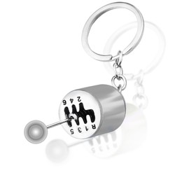 Luminuti 1 Pcs 6 Speed Manual Car Shifter Keyring, Metal Key Chain Model, Auto Gear Shifter Model Keychain, Suitable For Both Men And Women. （Silvery