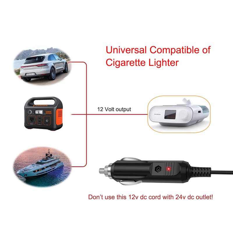 iGuerburn 12V Shielded DC Cord for DreamStation CPAP BiPAP Machines
