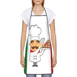 Italy Flag Cartoon Chef Pizza Apron Theme Cooking Chef Work Shop Women Men Adult Girl Kid Weavers Baking Decorations Painting Bbq Grilling Kitchen Accessories Party Supplies