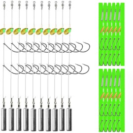 DAMIDEL 10Pcs Drop Shot Ready Rigs Kit with 2 Fishing Wacky Hooks,No Snag Skinny Sinker(1/2oz,3/8oz,1/4oz.1/5oz.), Spinner Blades， Fishing Bass Rig Cylinder Saltwater Freshwater 5g