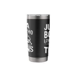 Just a Boy Who Loves Trains Funny Retro Steam Engine Stainless Steel Insulated Tumbler