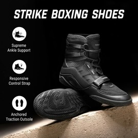 Hayabusa Strike Boxing Shoes for Men and Women - Black, 10