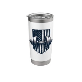 American Flag Muscle Dumbbell Stainless Steel Insulated Tumbler