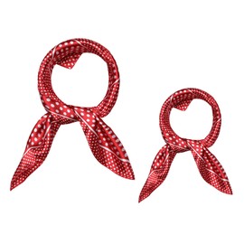 [Allegra K] Scarf, Square, Pack of 2, 19.7 inches (50 cm), Silk Style, Dot Square Scarf, Neckerchief, Hair Ornament, Office, Uniform, Stylish, Women's, Red, 20.9 x 19.7 inches (50 x 50 cm), red