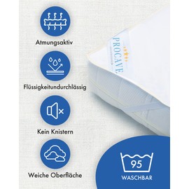 PROCAVE Waterproof Mattress Protector (100 x 220 cm) – Breathable Mattress Topper, Made in Germany, White, Crinkle-Free Mattress Protector