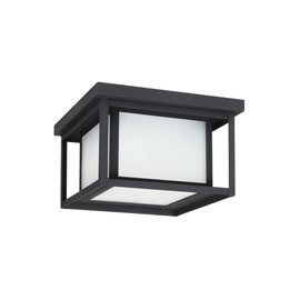 Sea Gull Lighting 79039EN3-12 Hunnington Two Light Outdoor Ceiling Flush Mount Hanging Modern Light Fixture, Black Finish
