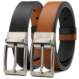 CHAOREN Men's Leather Belt Reversible One Black Brown 35 mm, Men's Reversible Belt on Both Sides for Casual Jeans and Suit, Saddle Tan Brown/Black