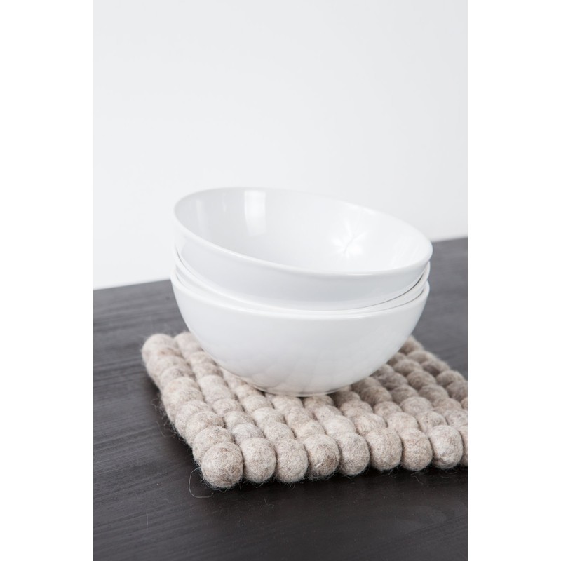 myfelt Béla Felt Ball Square Trivet, Virgin wool, beige, 20