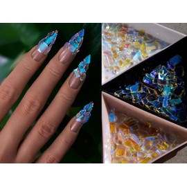 Crystal nail art rhinestones/Mixed Polar Light Crystals/Nail Jewelry Diamond set/Glass Jelly Geometrical nail decals (100 pcs)