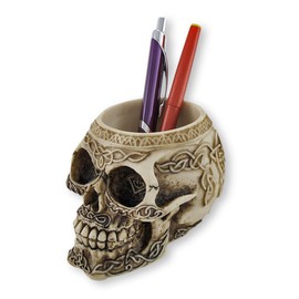 Celtic Knot Skull Pen Holder