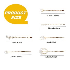 Doromy Hair Accessories - 12Pcs Bridal Golden Metal Hair Clips, Clear Rhinestone & Elegant Artificial Pearl Bobby Pins for Women and Girls Gifts