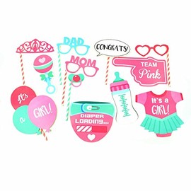 Shatchi 11038 Baby Shower Its a Girl Booth Props Pink Birthday Games Photo Selfie Gifts Party Decorations Accessories, Paper