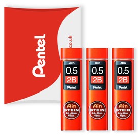 Pentel Ain Stein Mechanical Refill Leads - for Automatic/Mechanical Pencils - in Pentel Pillow Packaging (0.5mm 2B, Pack of 3)