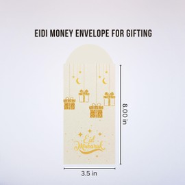 Haüs Parts Eid Mubarak Money Envelopes for Cash – Perfect Eid Gifts, Ramadan & Eid Celebrations, Eid Mubarak Card & Cash Envelope (Pack of 10)