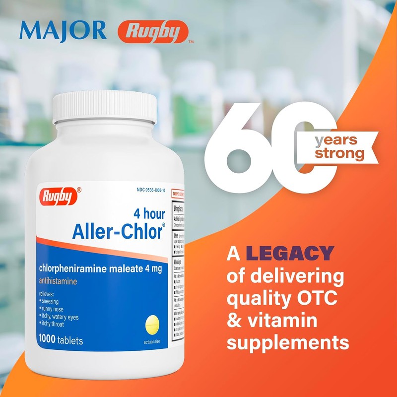 Rugby 4 Hour Aller-chlor - Chlorpheniramine Maleate 4 mg -