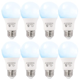 GLOWNOVA 8-Pack Cool White LED Bulbs - Revitalize Bedroom & Living Area Spaces, 60W Equivalent, 6500K, 9W, 15000-Hour Lifespan, E26 Socket