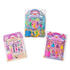 Melissa & Doug Reusable Puffy Stickers Bundle - Dress-Up, Princess & Mermaid | Reusable sticker books for toddlers | Stickers for children | Arts and crafts for kids | 3 years+ | Gift for Boy or Girl