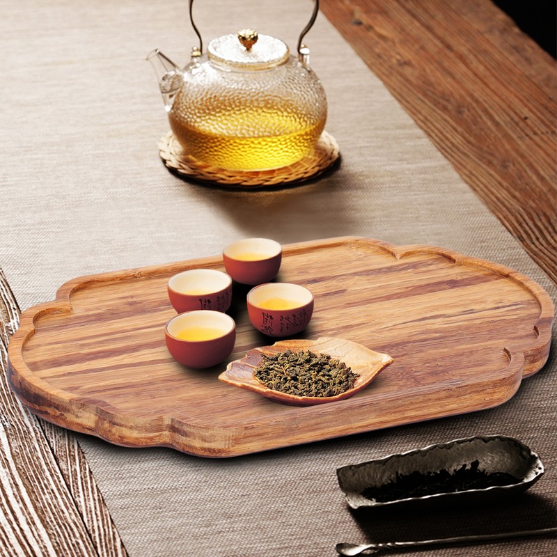 Simple Tea Tray Bamboo Tea Serving Tray Dish Saucer Home