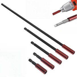 5-Piece Bit Holder Magnetic Long Extra Strong Flexible Bit Holder Cordless Screwdriver with 1/4 Inch Hex Shank, Bit Drill Extension, Impact Wrench Bit Adapter, Magnetic Bits